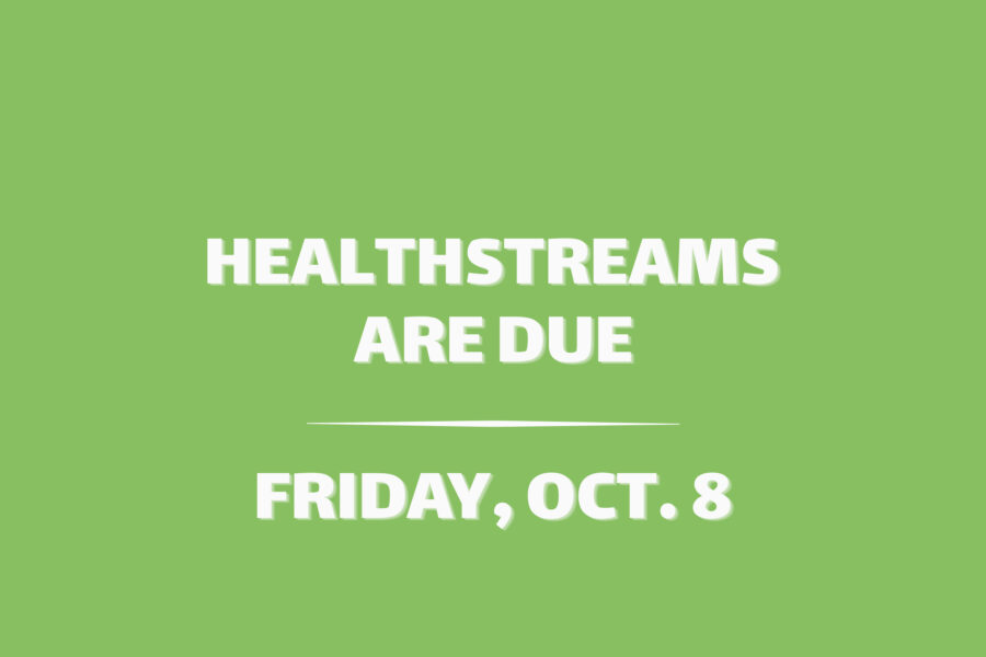 Reminder: HealthStreams Due 10/8
